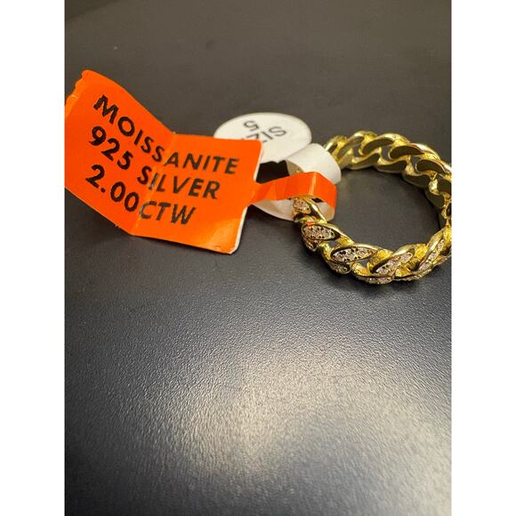 NWT Sz. 5 -2ct Vermeil Moissanite over 925 Silver Cuban Ring - Picture 6 of 7